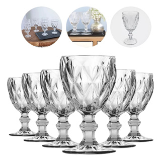Conjunto Taças de Vidro Estilo Cristal Diamond 340 ml Vidro Reforçado Luxo Transparente em Oferta na Shopee