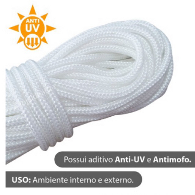 Corda branca 4mm varal teto varal quintal apartamento uso geral