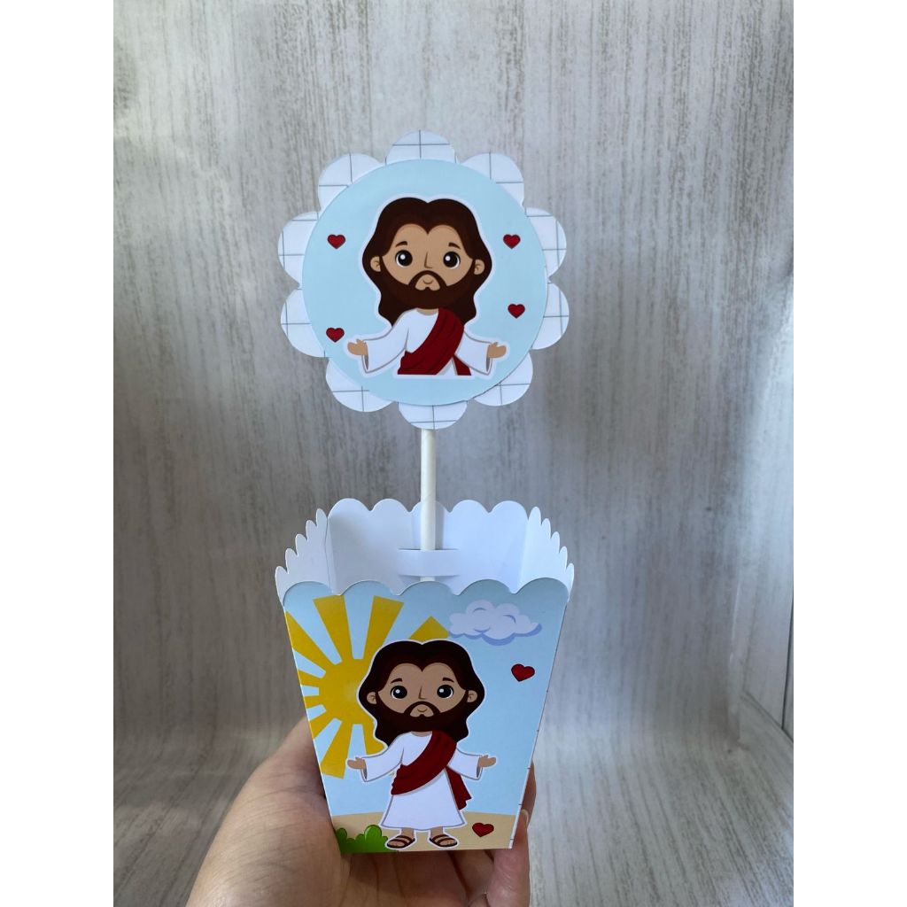 Centros de mesa Cachepot Jesus, Papai do Céu Personalizado com Nome | Cachepot Festa Infantil Chá Aniversário Decoração