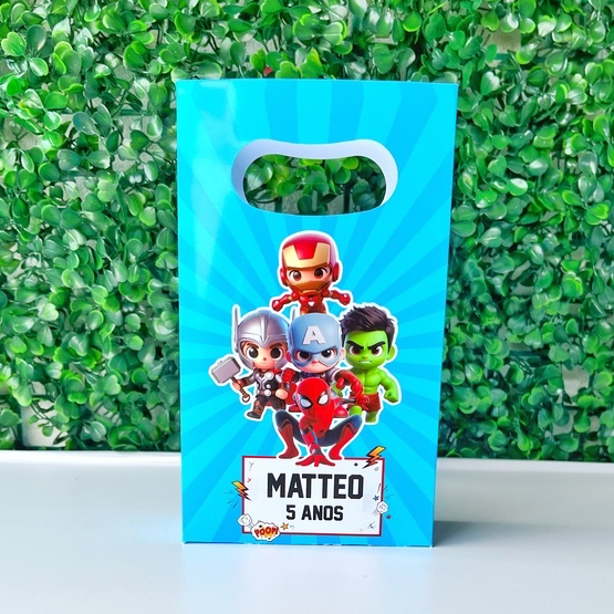 Sacolinha Personalizada Vingadores Cute Lembrancinha Aniversário (PEGUE E MONTE)