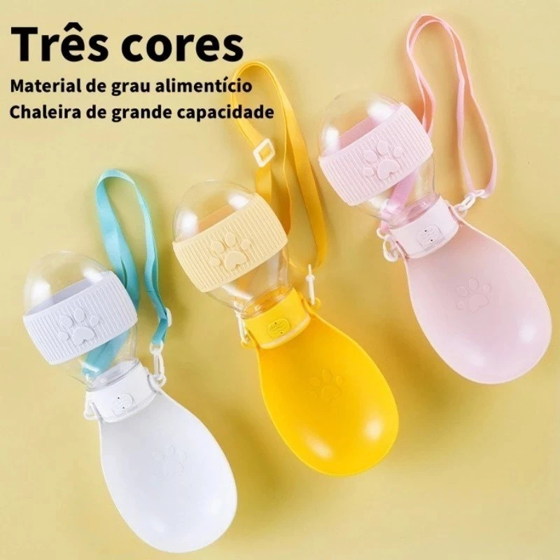 Garrafa De Água 2 Em 1 Portátil Para Gatos Cães E Dispensador Multifuncional