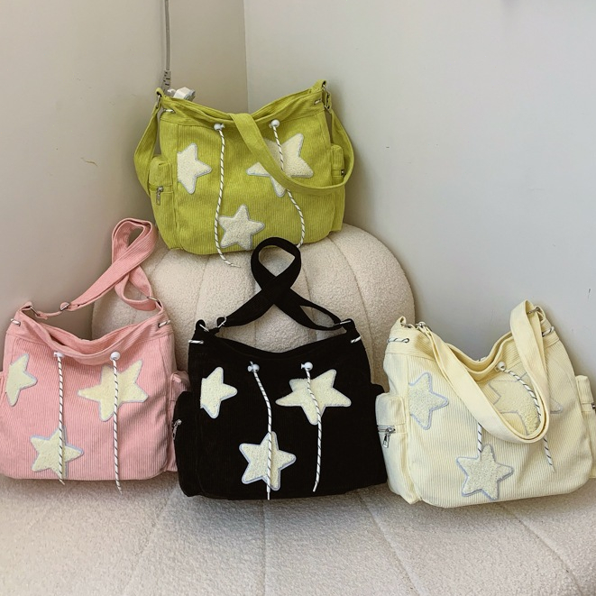 Bolsa Feminina Grande, Bolsa Transversal Bolsa De Ombro Lona  Mochila Casual Para Escola Padrão De Design De Estrela - M em Oferta na Shopee