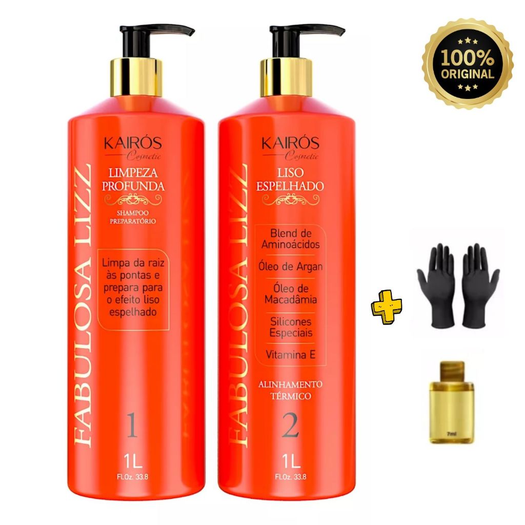 Progressiva Fabulosa Lizz Shampoo + Ativo Liso Espelhado em Oferta na Shopee