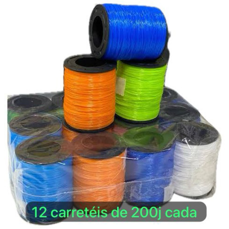 Linha de nylon para pipa 200 jardas dúzia - 12 unidades em carretéis. lote exclusivo em Oferta na Shopee