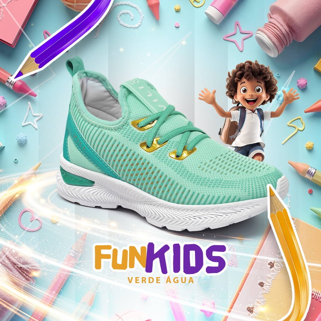Tênis Infantil Vili Kids Escolar Esportivo Volta as Aulas Colorido em Oferta na Shopee