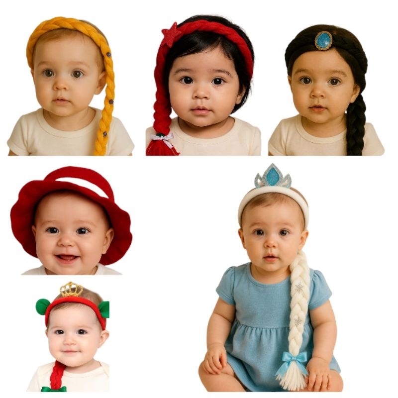 Tiara Trança Princesa Bebê Ariel Elsa Anna Rapunzel Fiona Jessie Fantasia Festa Infantil