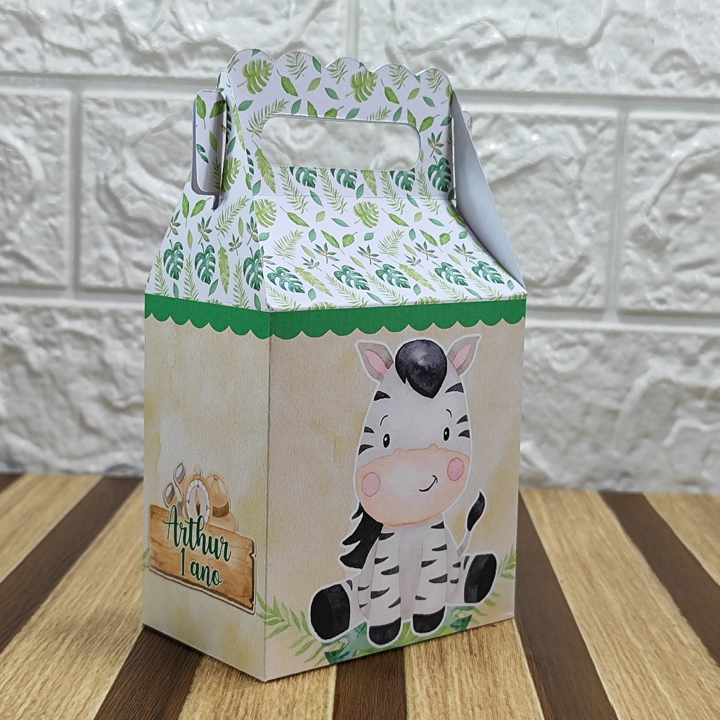 Caixa maletinha personalizada SAFARI menino lembrancinha de festas de aniversário personalizados PEGUE E MONTE