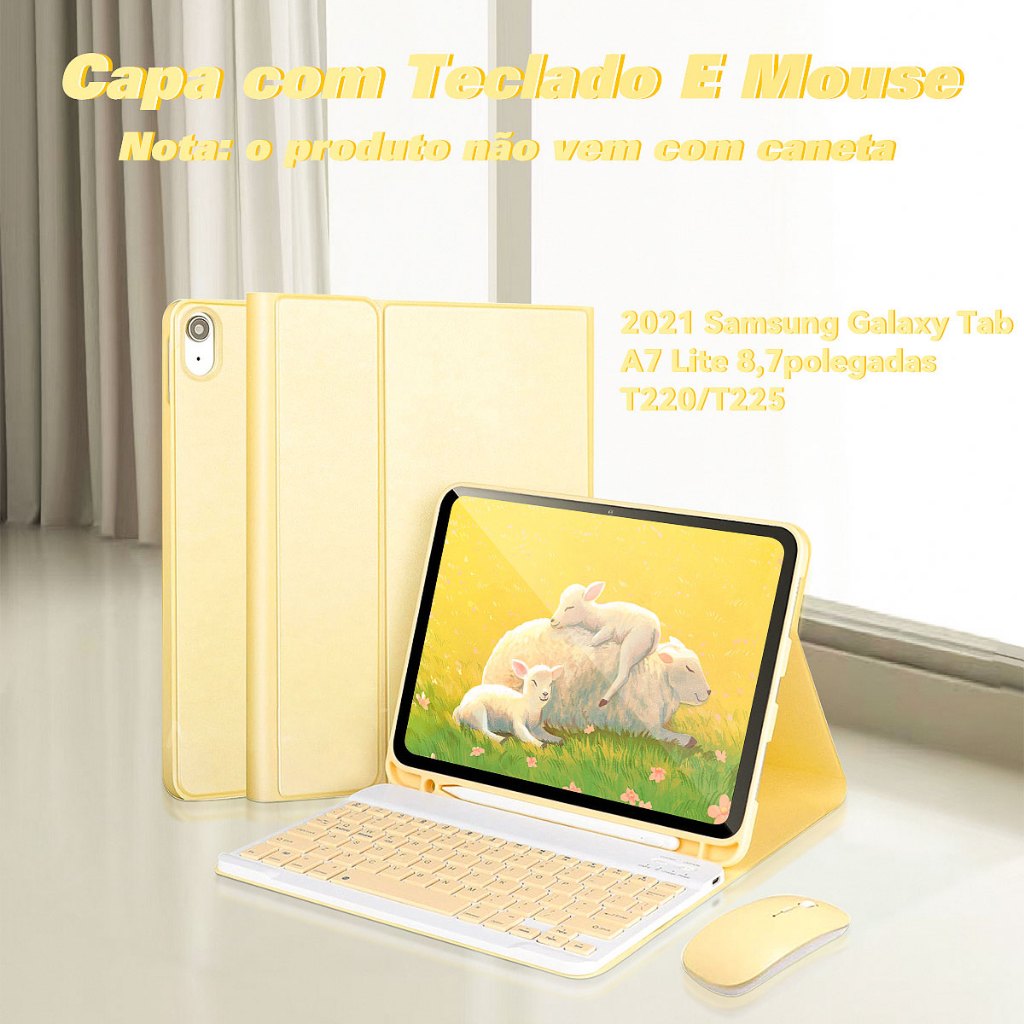 capa para tablet com teclado e mouse Samsung Tab A7 Lite 8.7polegadas T220/T225