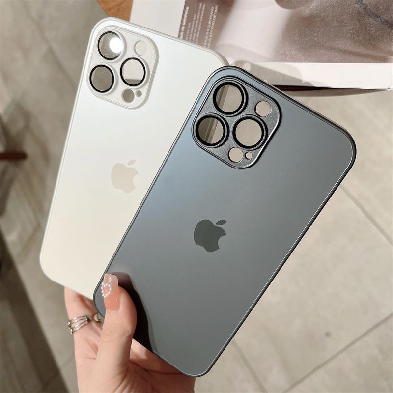 Capa AG-Glass para iPhone - Vidro Fosco com Proteção para Câmera | Modelos 12, 14, 15, 16 - detalhe