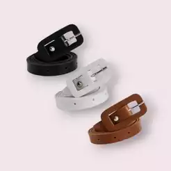 Combo, Kit Com 3 Cintos Feminino Fino De Fivela Retangular