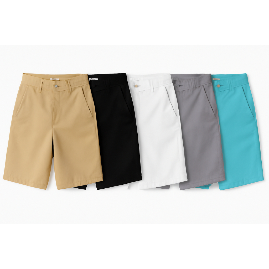 kit com 3 ou 4 Bermuda short Masculina Sarja Brim 100% Algodão Mauricinho Sporte Fino polo