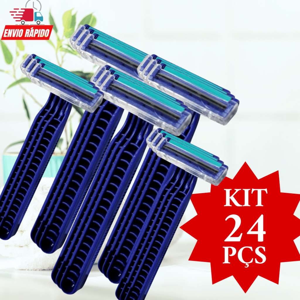 Kit 24 Prestobarba Descartável para Depilar Barbear Com 2 Lâminas Depilação Tirar Pelos Laboratório Estúdio