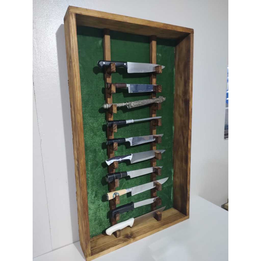 Suporte para Facas em madeira forrada tecido em Oferta na Shopee