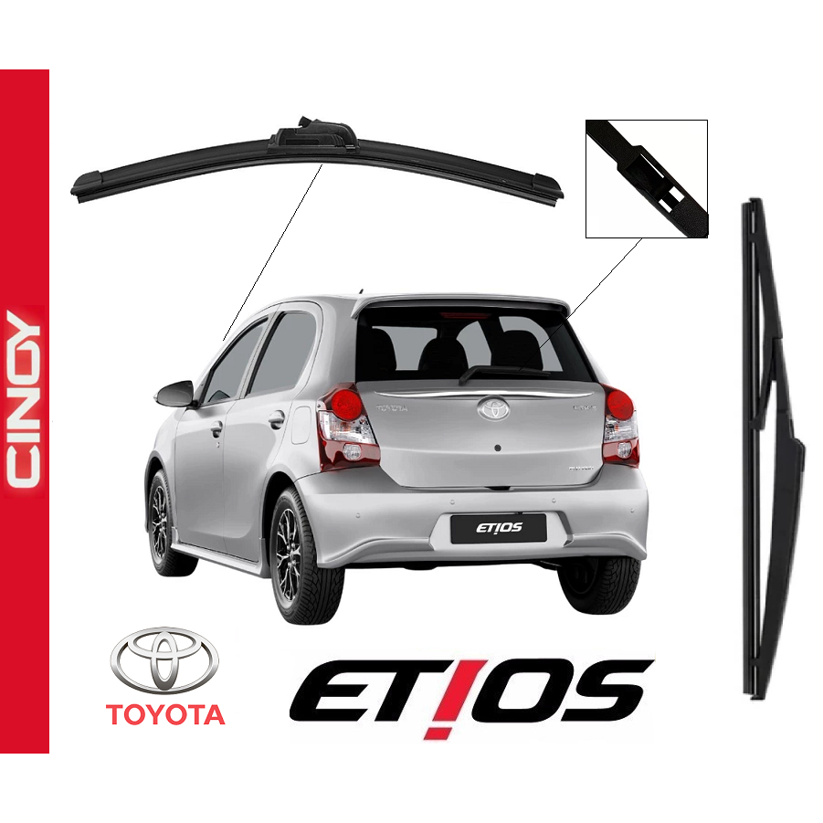 Kit Palheta Limpa Parabrisa Dianteiro + Traseiro Toyota Etios