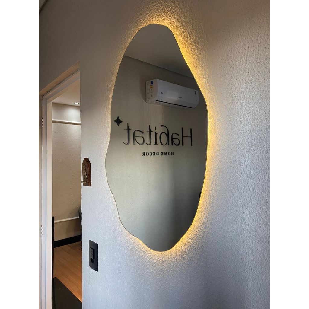Espelho Orgânico 100x80 Lapidado Moderno Decorativo C/LED PILHAS QUENTE (TORTÃO)
