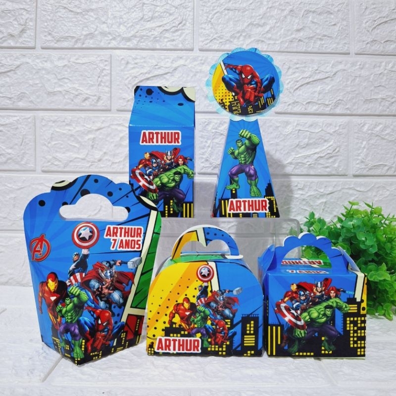 Personalizados Os vingadores (PEGUE E MONTE) - kit Festa - lembrancinhas - aniversário - caixinhas personalizadas