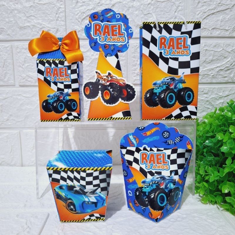 Personalizados Hotweels Monster Truck (PEGUE E MONTE) - kit Festa - lembrancinhas - aniversário - caixinha personalizada