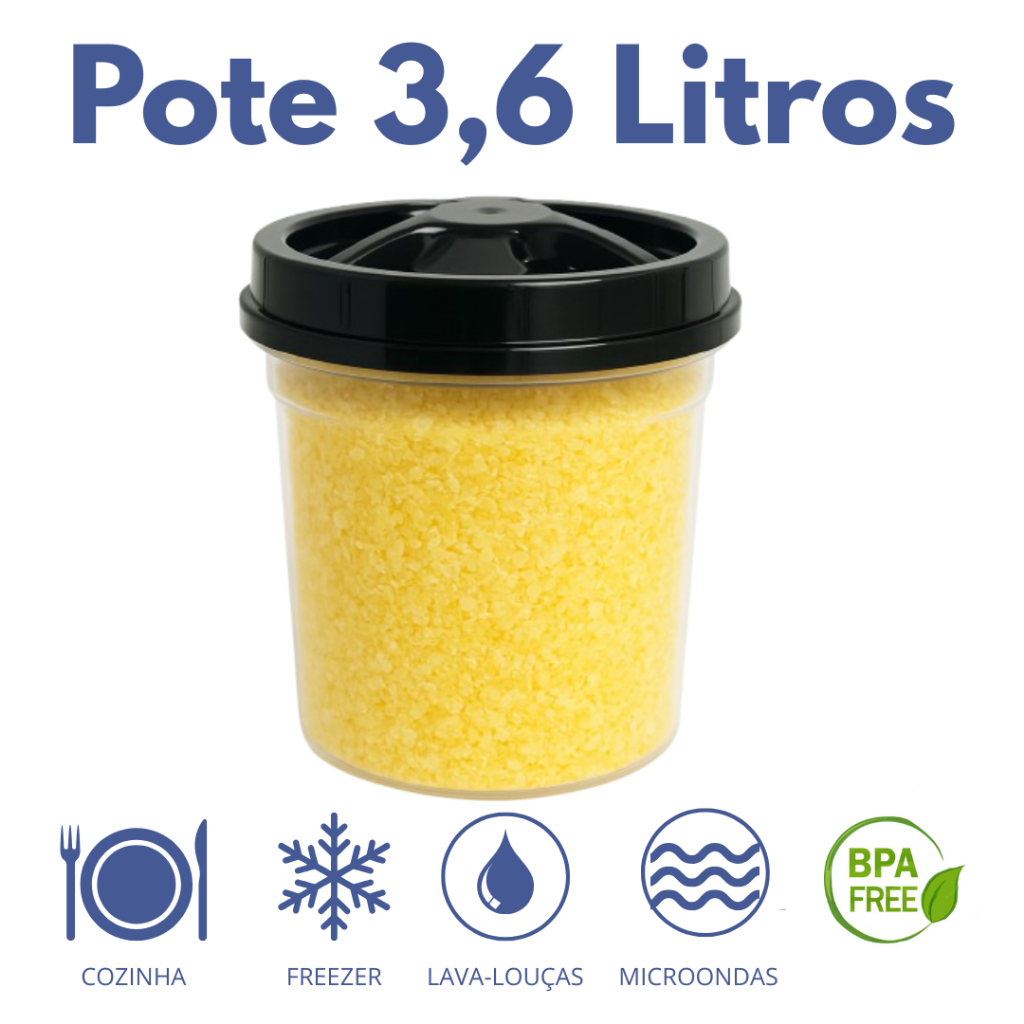 1 Pote Redondo Transparente Tampa Rosca 3,6 Litros Pote Mantimento Arroz Feijão Farinha Cereal Café