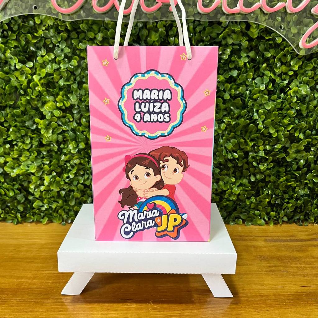 SACOLINHA PERSONALIZADA MARIA CLARA E JP - PEGUE E MONTE - TAMANHO (M) - Lembrancinha - Aniversário