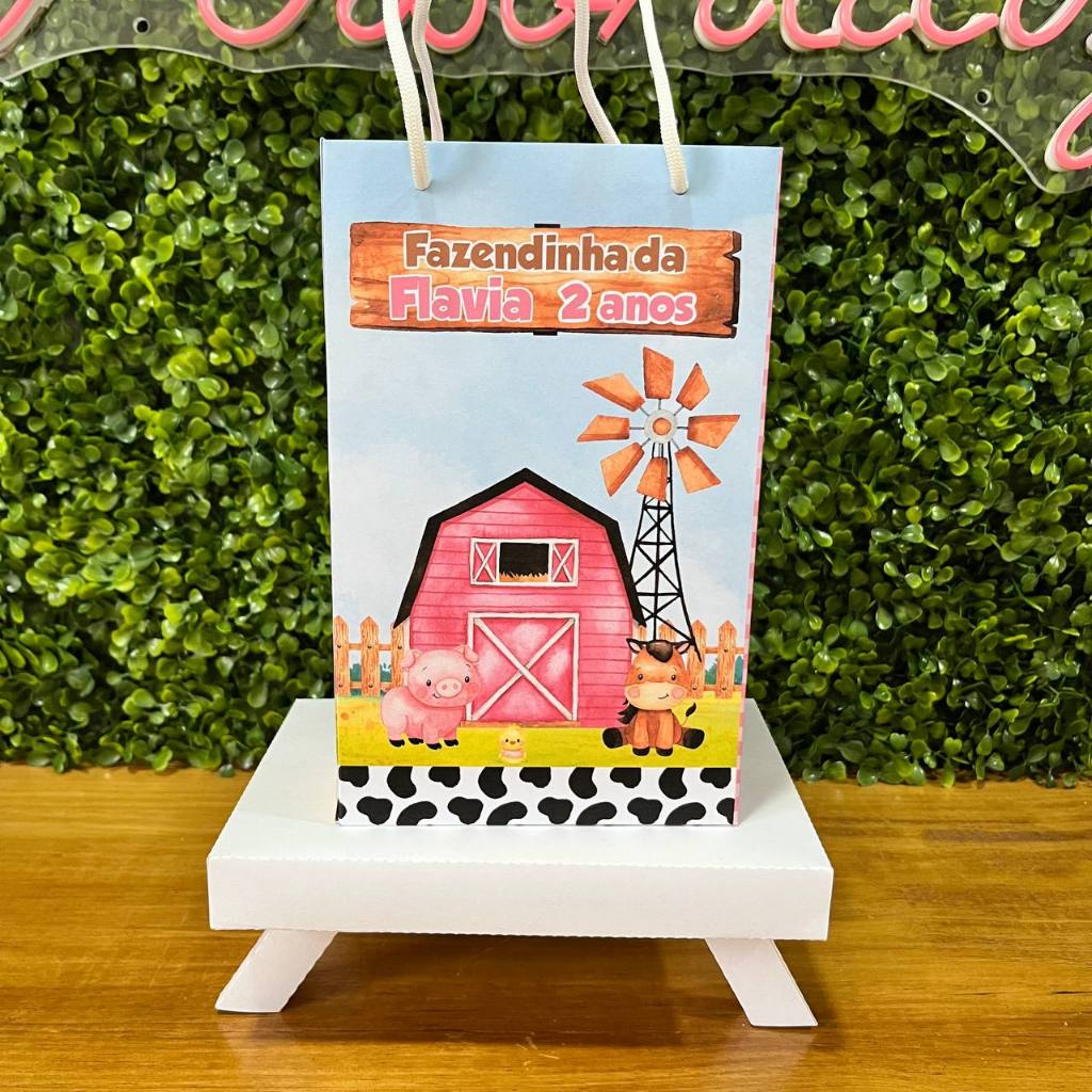 SACOLINHA PERSONALIZADA FAZENDINHA MENINA  - PEGUE E MONTE - TAMANHO (M) - Lembrancinha - Aniversário