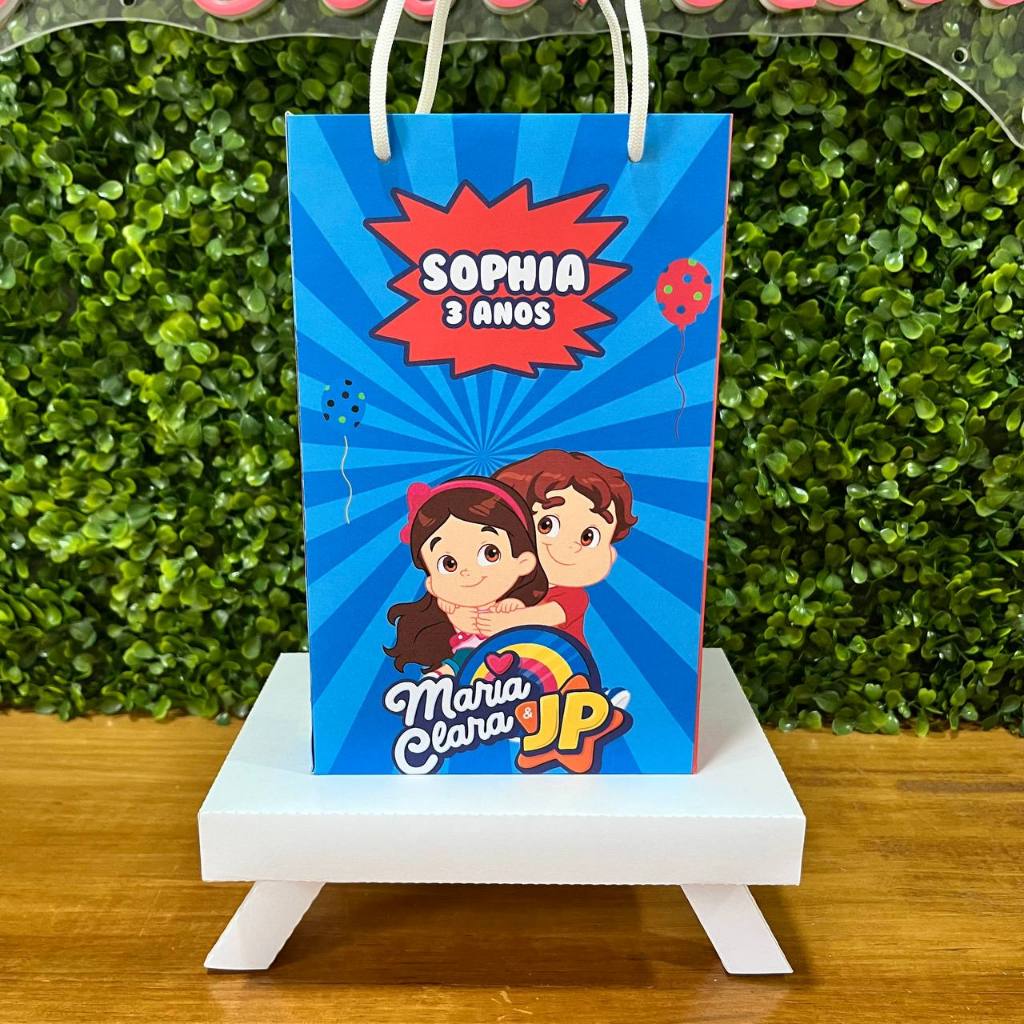 SACOLINHA PERSONALIZADA MARIA CLARA E JP - PEGUE E MONTE - TAMANHO (M) - Lembrancinha - Aniversário