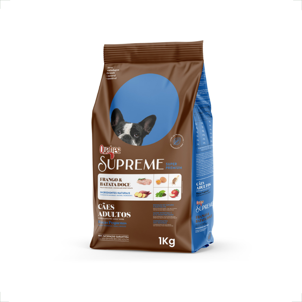 Ração Seca Quatree Supreme Frango e Batata Doce Cães Adultos Raças Pequenas - 1 Kg em Oferta na Shopee
