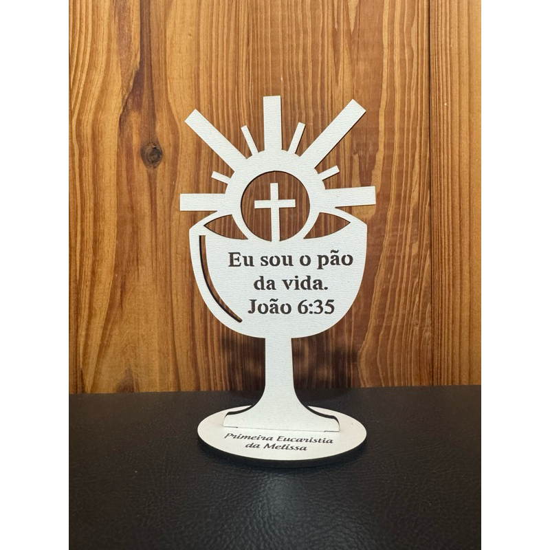 Kit Cálice Eucaristia Lembrancinha Religiosa - Primeira Eucaristia, Crisma e Eventos. Personalizado MDF