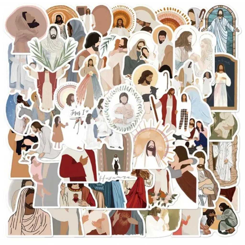 Kit 51 Peças Adesivos Jesus Cristo A Prova D'agua PVC