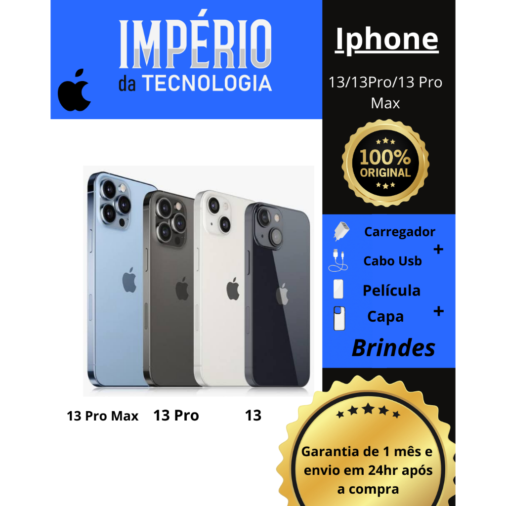 Celular Iphone 13/ 13 Pro/ 13 Pro Max 128Gb 100% Original Com Garantia