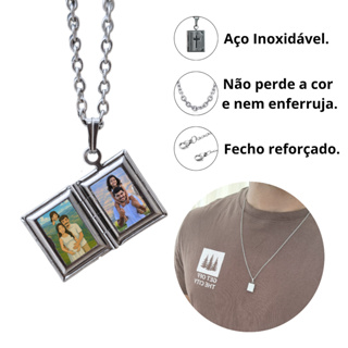 Colar Relicário Cruz Corrente Masculino com Foto Presente, Namorado, Casal, Feminino em Oferta na Shopee