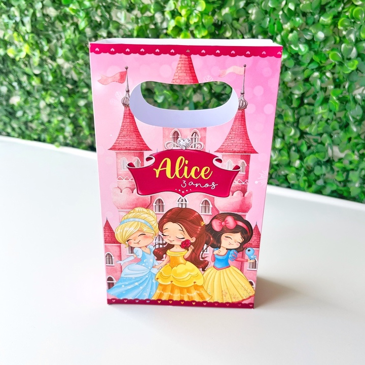Sacolinha Personalizada Princesas Lembrancinha Aniversário (PEGUE E MONTE)