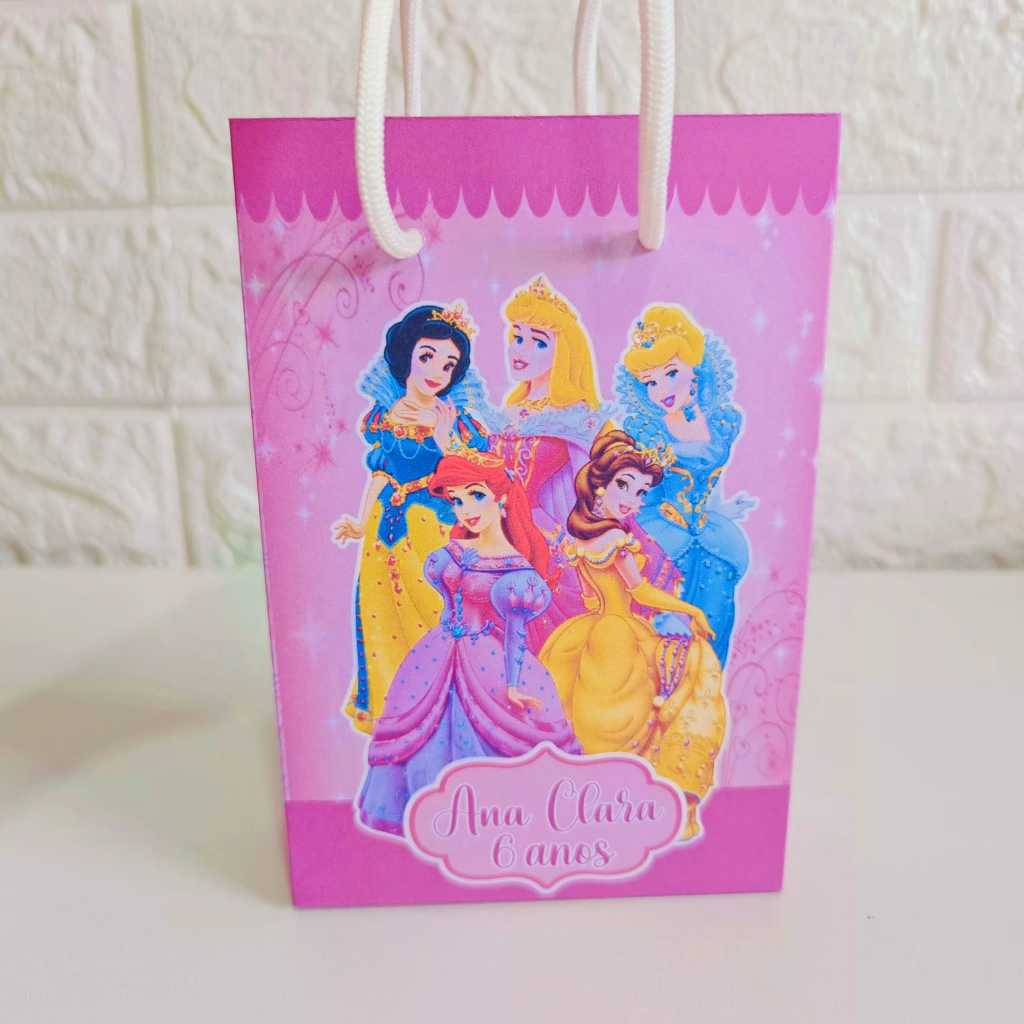PEGUE E MONTE SACOLINHA PERSONALIZADA PRINCESAS DISNEY tamanho 10x 15 cm Sacola Surpresa Lembrancinha Festa Infantil
