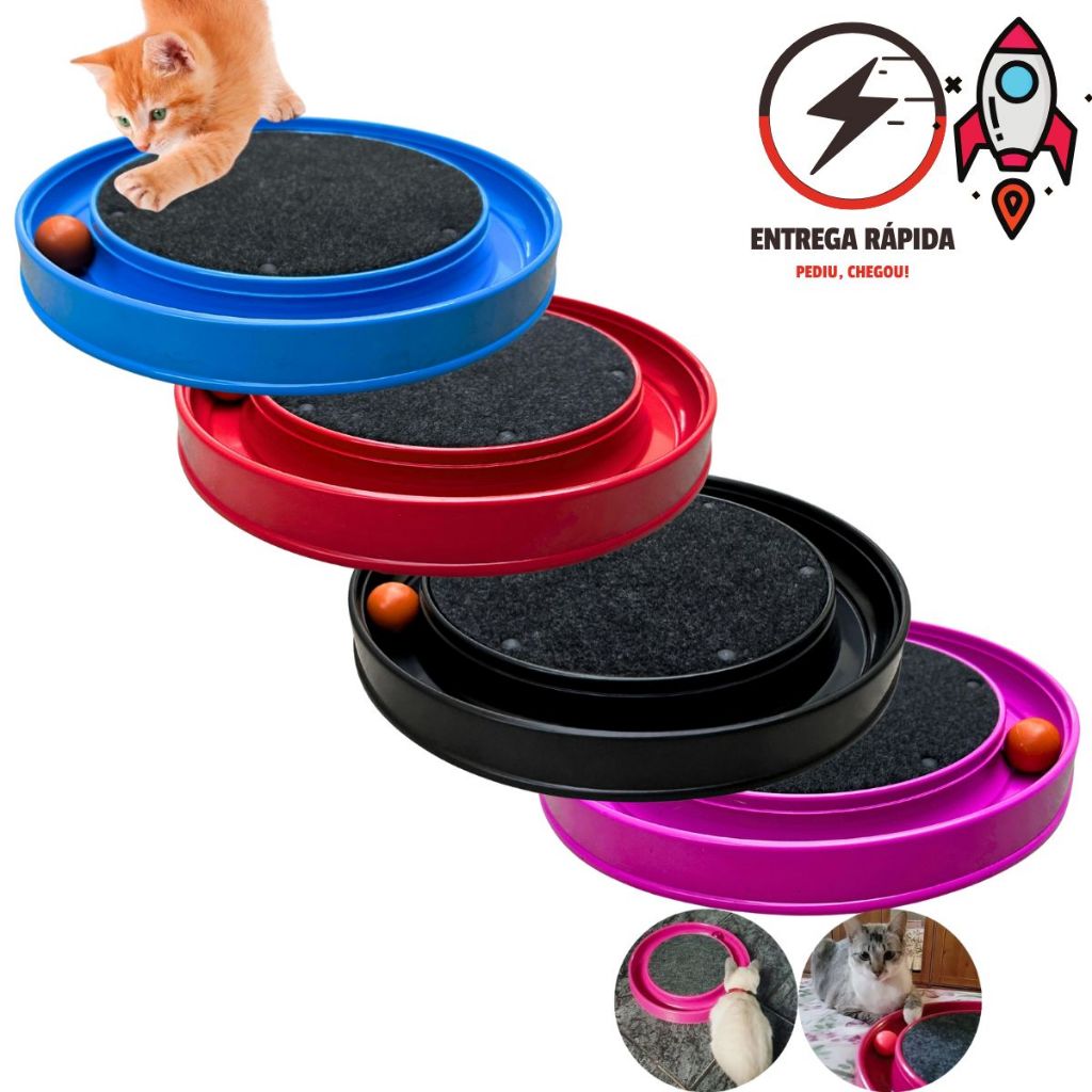 Arranhador Redondo Para Gatos Relax Com Bolinha E Carpete Interativo em Oferta na Shopee