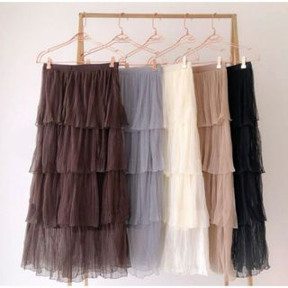 Meiyabao saia tule  Alta Cintura Saia longa dobrável em Oferta na Shopee