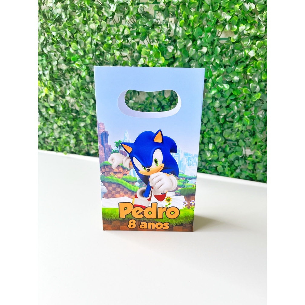Sacolinha Personalizada Sonic Lembrancinha Aniversário (PEGUE E MONTE)