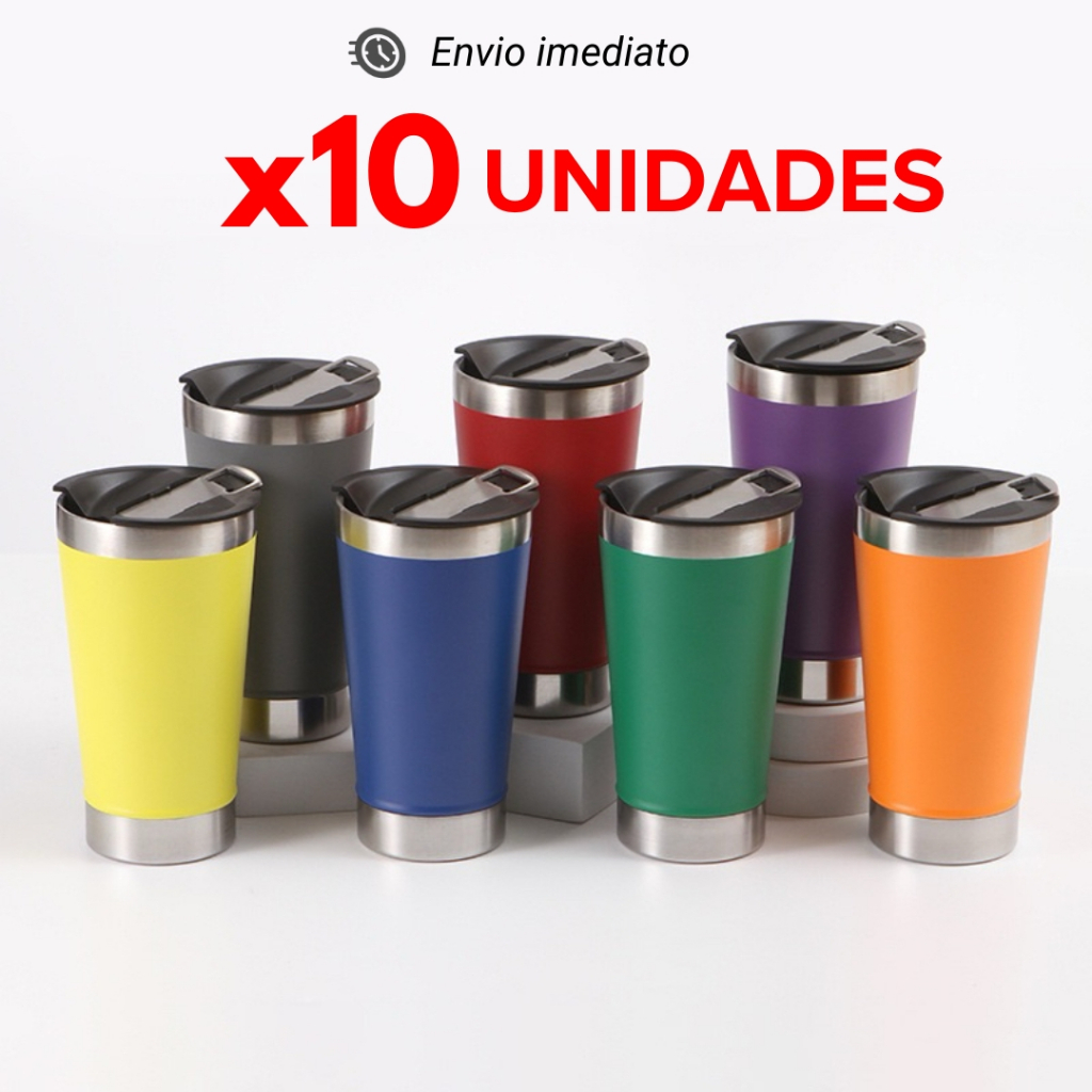 Kit 10 5 Copo Térmico 473ml Com Tampa e Abridor de Garrafas Não Transpira Copo Inox Atacado em Oferta na Shopee