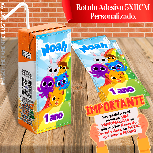 Rótulos adesivos para caixa de suco 200ml Bolofofos menino e menina - Stitch - Frozen - Mundo Bita - Patrulha Canina