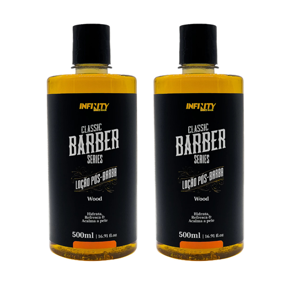 Kit 2x Loção Pós-Barba Wood 500ml Infinity Looks Hair Alívio e Frescor Imediato - Pronta Entrega