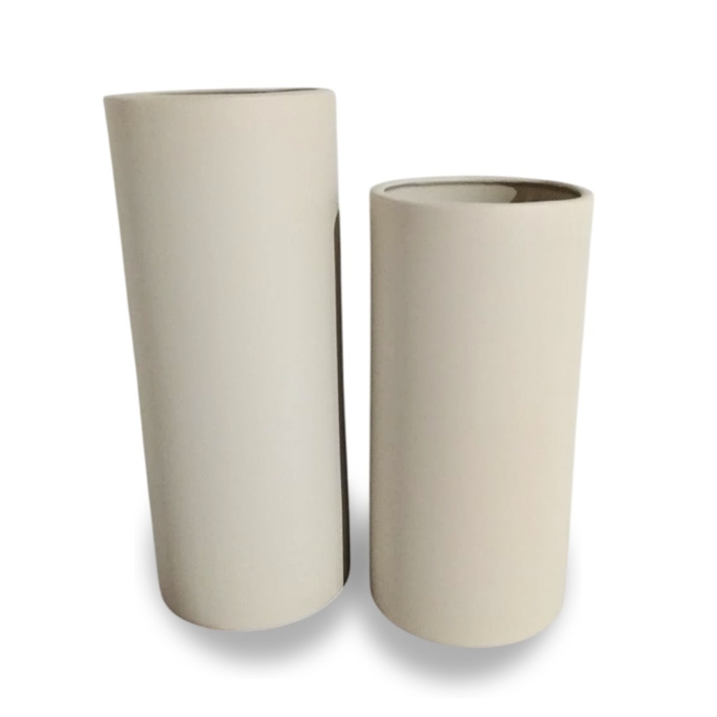 Kit 2 Vasos Tubo Bambu em cerâmica