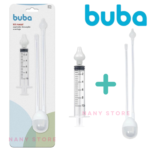 Kit Aspirador Sucção e Seringa Lavador Nasal Coriza Buba