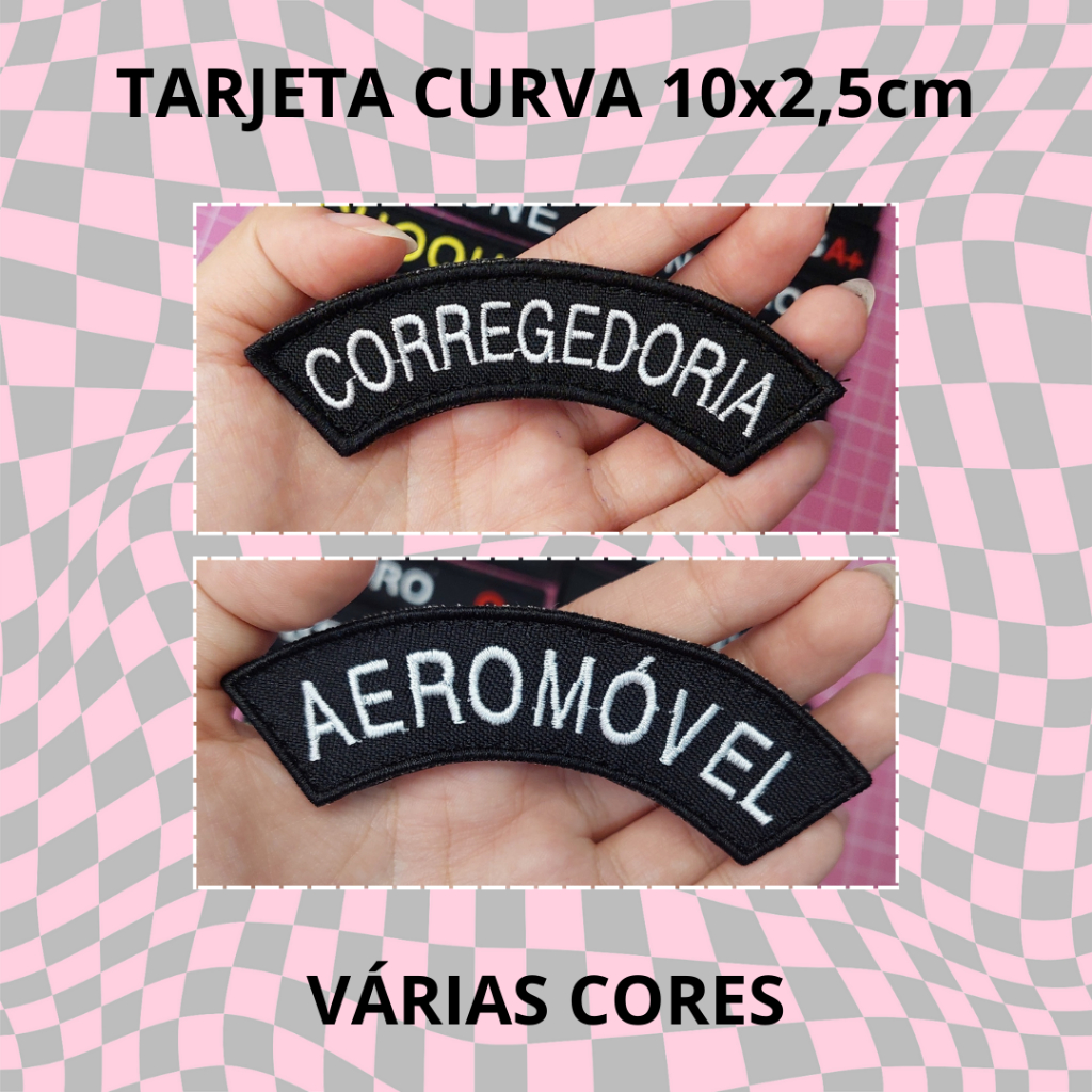 Tarjeta Curva 10x2,5cm Personalizada Patch Seu Texto Aeromóvel Corregedoria Sutache Identificação