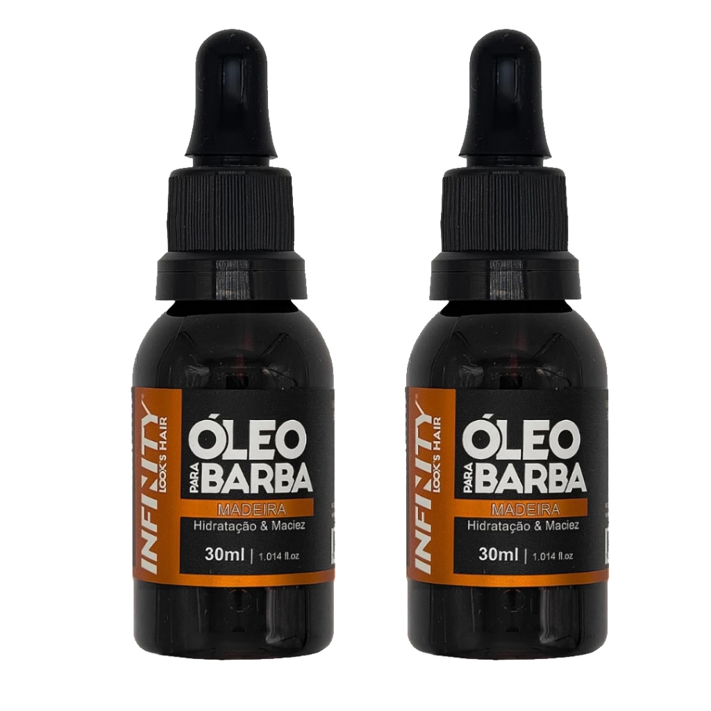 Kit 2x Óleo para Barba INFINITY LOOKS HAIR |Madeira|Hidratação e Perfume Sofisticado|Pronta Entrega