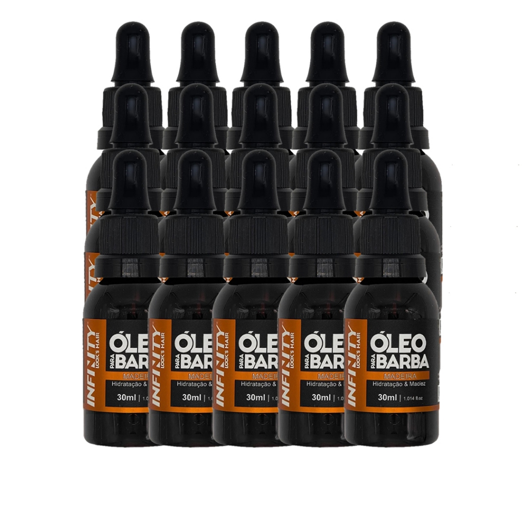 Kit 15x Óleo para Barba INFINITY LOOKS HAIR | Madeira, Cravo e Menta | Hidratação e Perfume Sofisticado