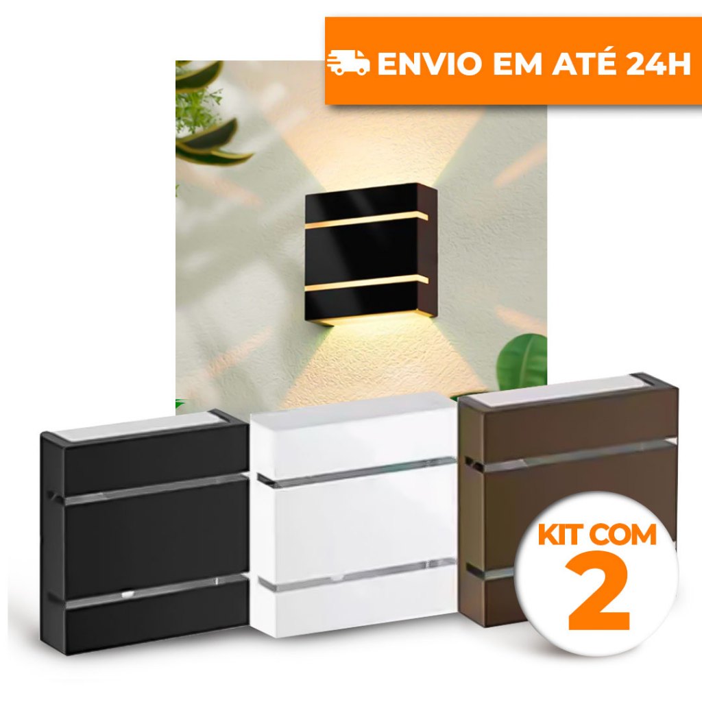 KIT 2 ARANDELA 2 FRISOS ÁREA EXTERNA ILUMINAÇÃO PAREDE MURO