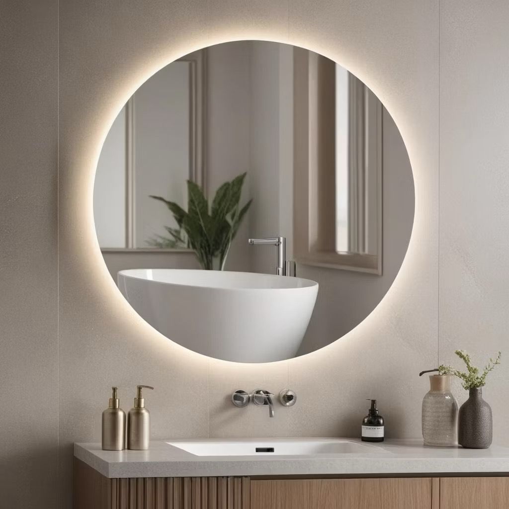Espelho com LED Retroiluminado Redondo Lapidado Para Maquiagem Varias Medidas. ENVIO FULL