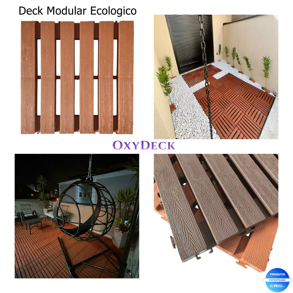 12 Peças Deck Modular OxyDeck  | Instalação Rápida e Antiderrapante