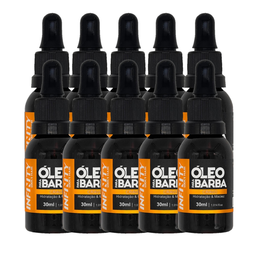 Kit 10x Óleo para Barba INFINITY LOOKS HAIR CRAVOHidratação e Perfume SofisticadoPronta Entrega
