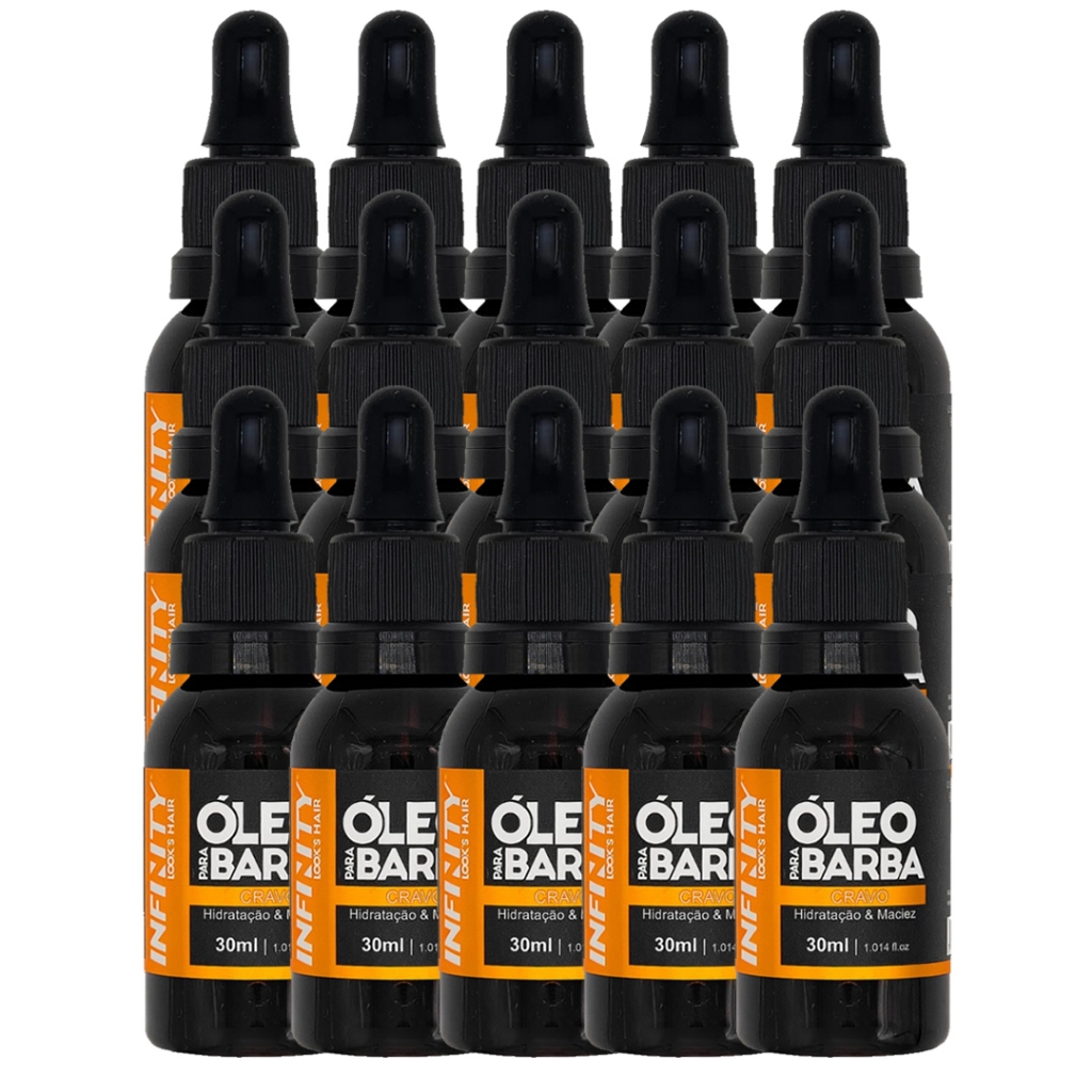 Kit 15x Óleo para Barba INFINITY LOOKS HAIR CRAVOHidratação e Perfume SofisticadoPronta Entrega