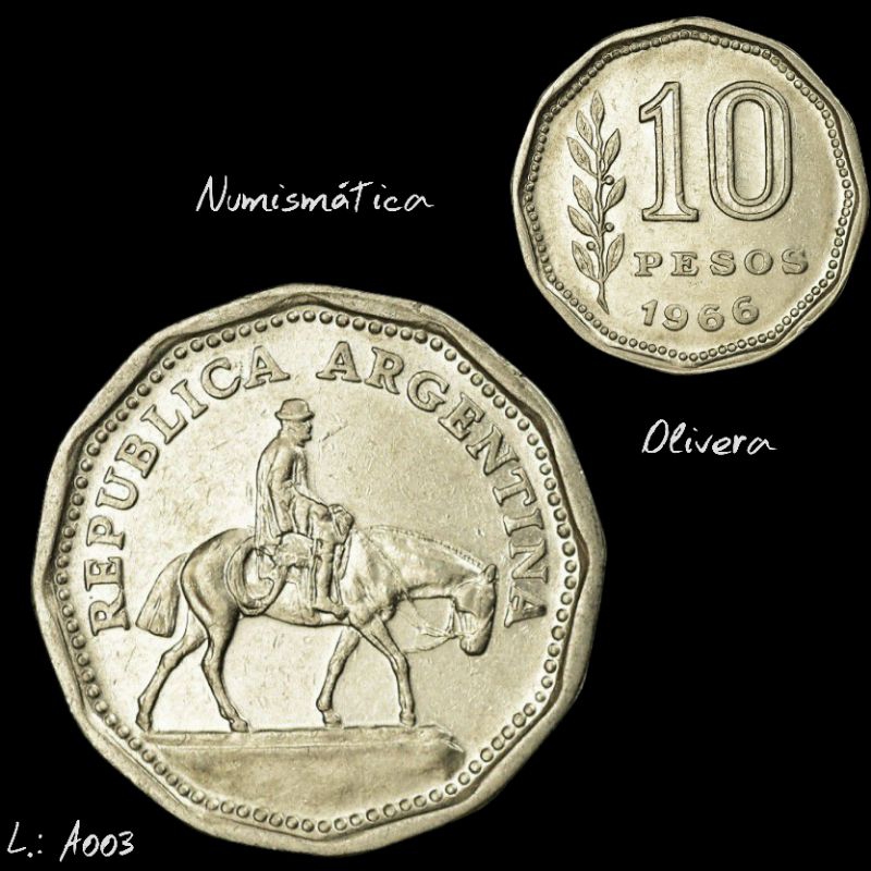 Moeda antiga Argentina 10 pesos escolha a data. L.: A003