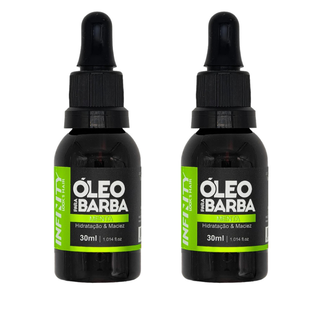 Kit 2x Óleo para Barba INFINITY LOOKS HAIR |MENTA|Hidratação e Perfume Sofisticado|Pronta Entrega